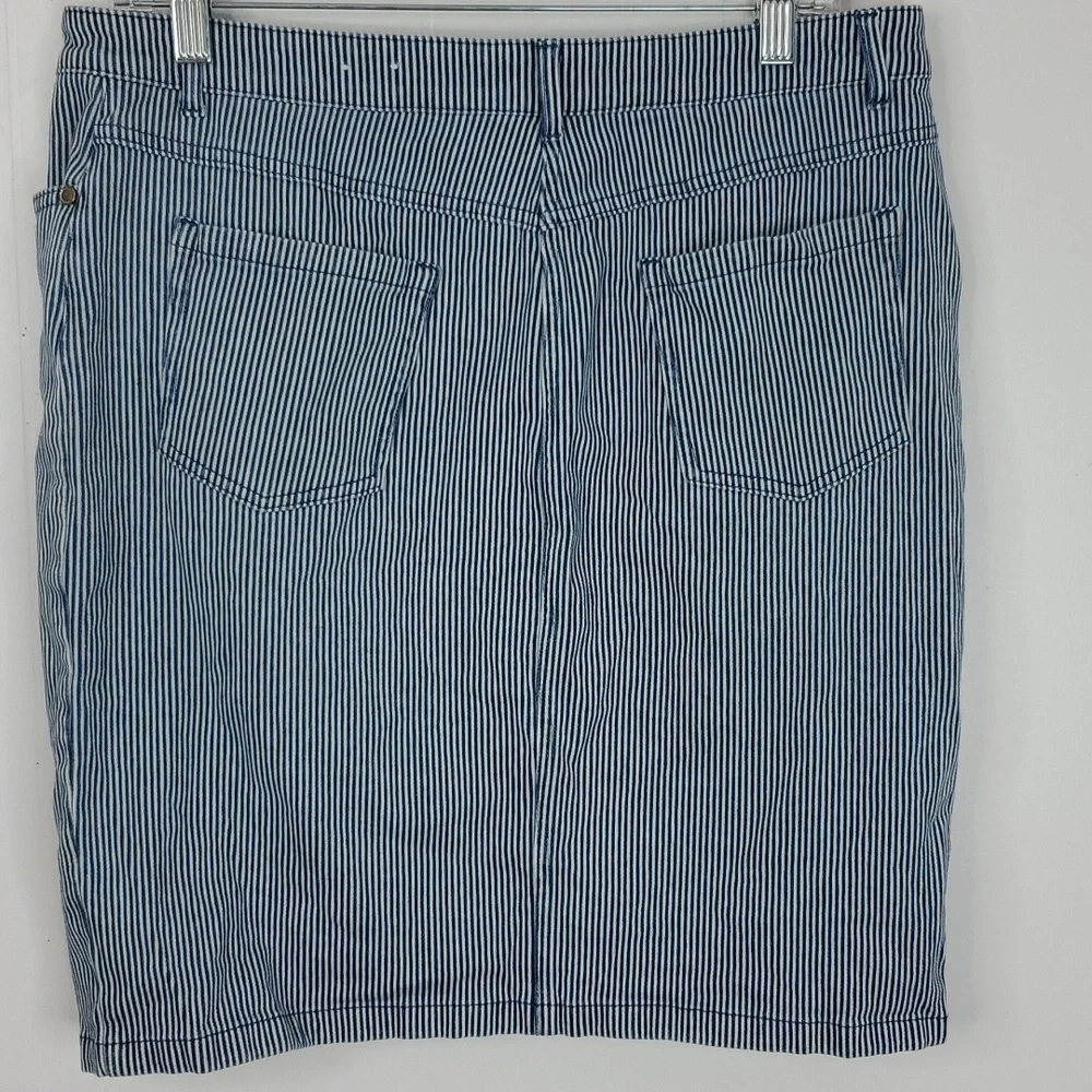 J McLaughlin Skirt Seer Sucker Navy Unlined Cotton Short Preppy Womens 12